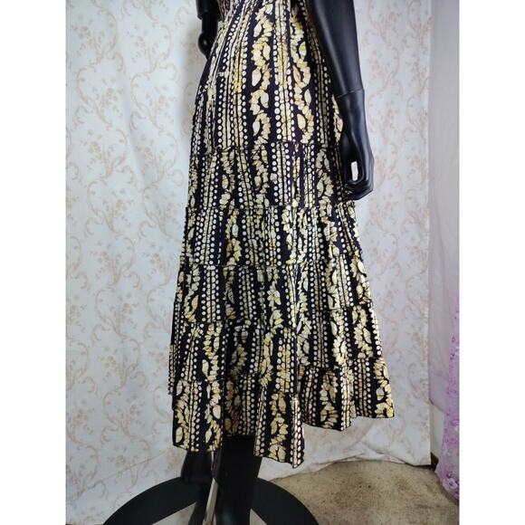Halter Neck Tie Brown & Cream Strapless Boho Maxi Dress One Size - Picture 15 of 16